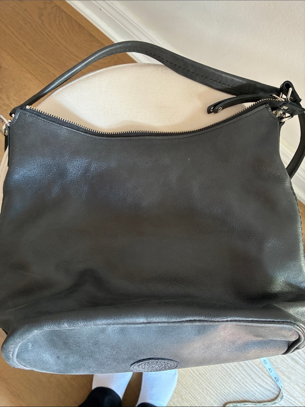 Roots Black Leather Shoulder Bag